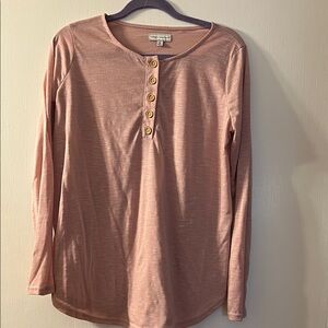 Simply Southern Blush Long Sleeve Top with Button Detail
